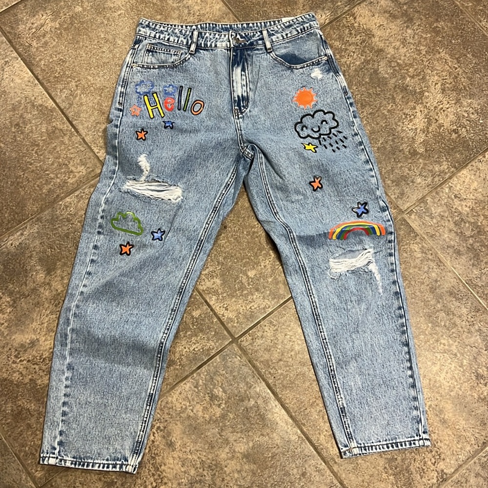 shein graphic jeans